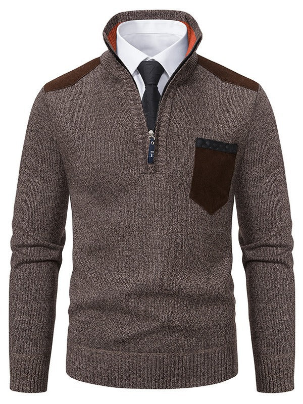Herren modischer Pullover mit Stehkragen und praktischem Reißverschluss Drune
