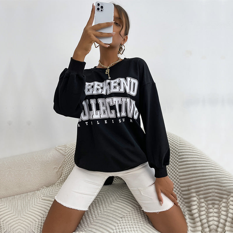 Damen Oversize-Sweatshirt mit College-Print und Raglanärmeln Drune