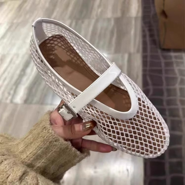 Damen Elegante Mesh Mary Jane Ballerinas Drune