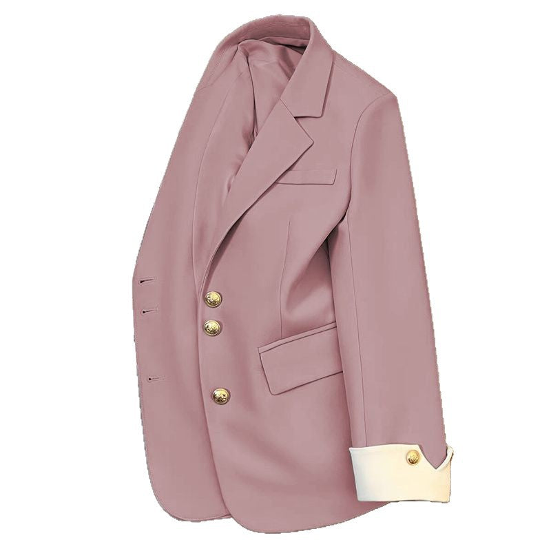 Damen Eleganter Blazer mit Goldknopfdetails Drune