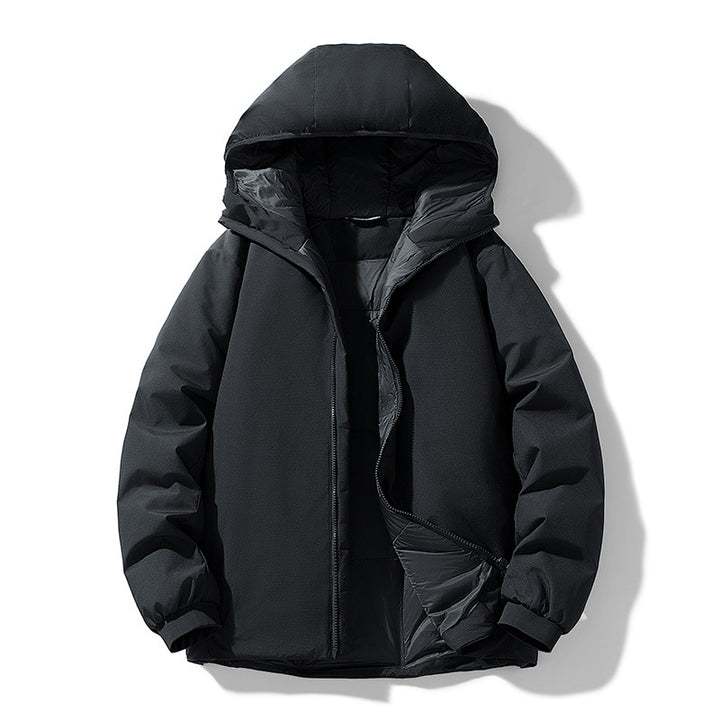 Herren Gefütterte Thermo-Winterjacke mit Kapuze, winddichter Shell und elastischen Bündchen Drune