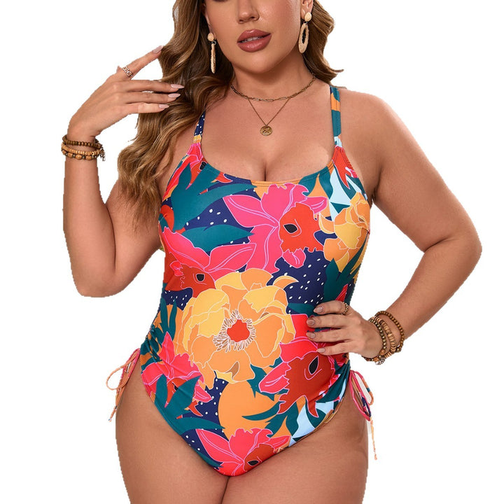 Damen Badeanzug mit floralem Design und regulierbaren Seiten Drune