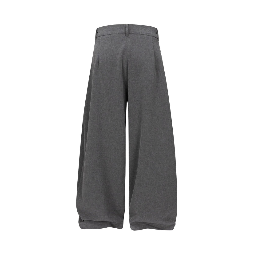 Damen Hochtaillierte weite Plissee-Hose mit Bügelfalte und Gürtelschlaufen Drune