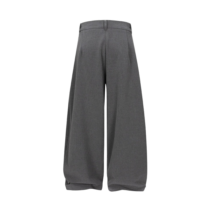 Damen Hochtaillierte weite Plissee-Hose mit Bügelfalte und Gürtelschlaufen Drune
