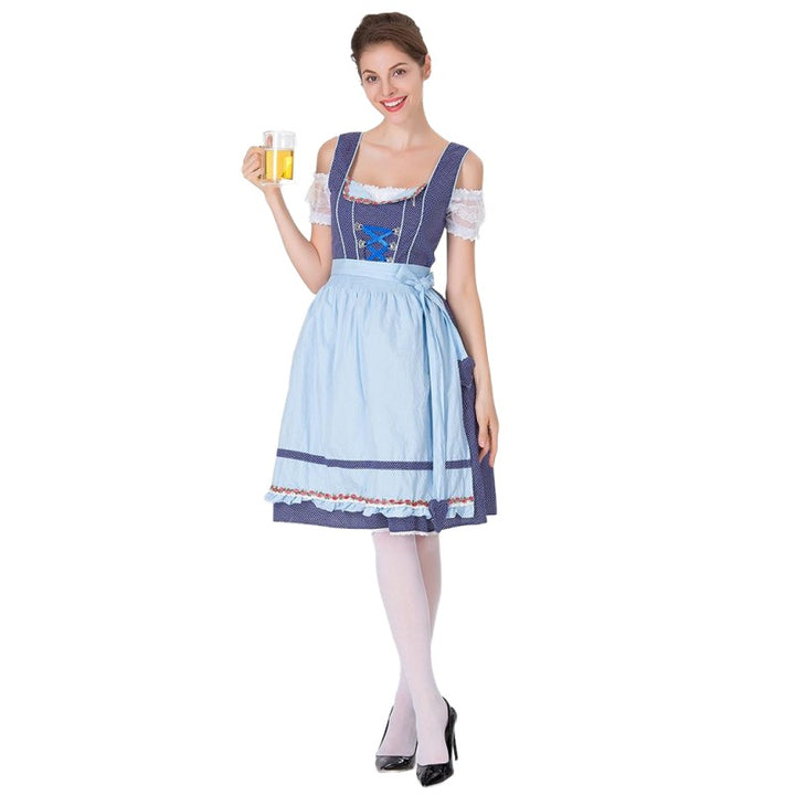 Damen nan traditionelles Dirndl mit Schnürcorsage, knielangem Tellerrock und Schürze Drune
