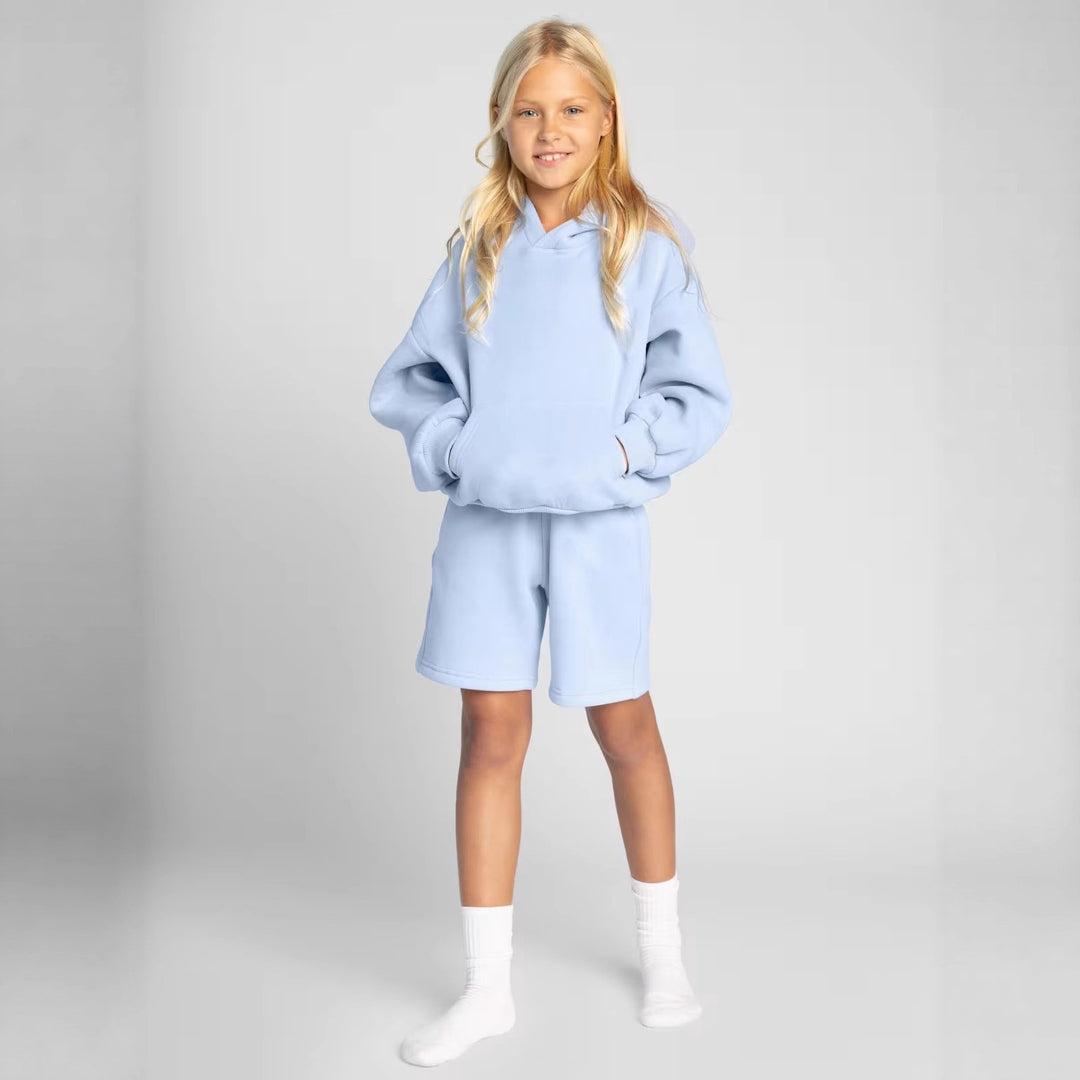 Damen Sportliches Kurzarm-Set mit Kapuze und bequemen Shorts Drune