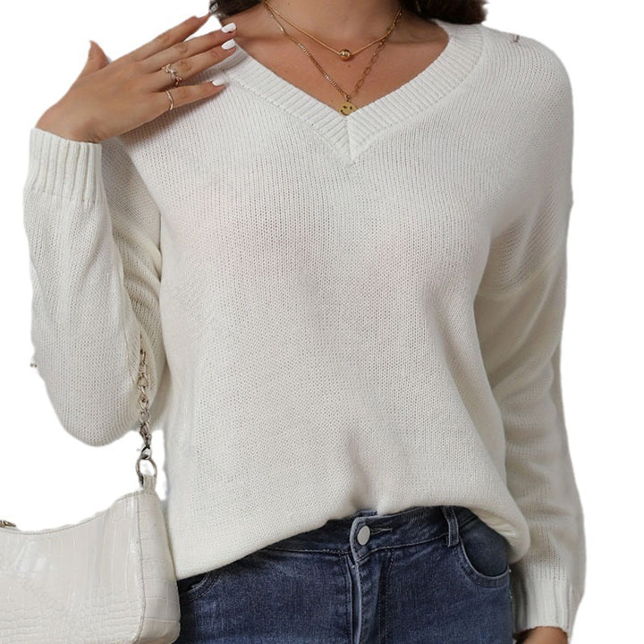 Damen Strickpullover mit V-Ausschnitt und eleganter Rippstruktur Drune