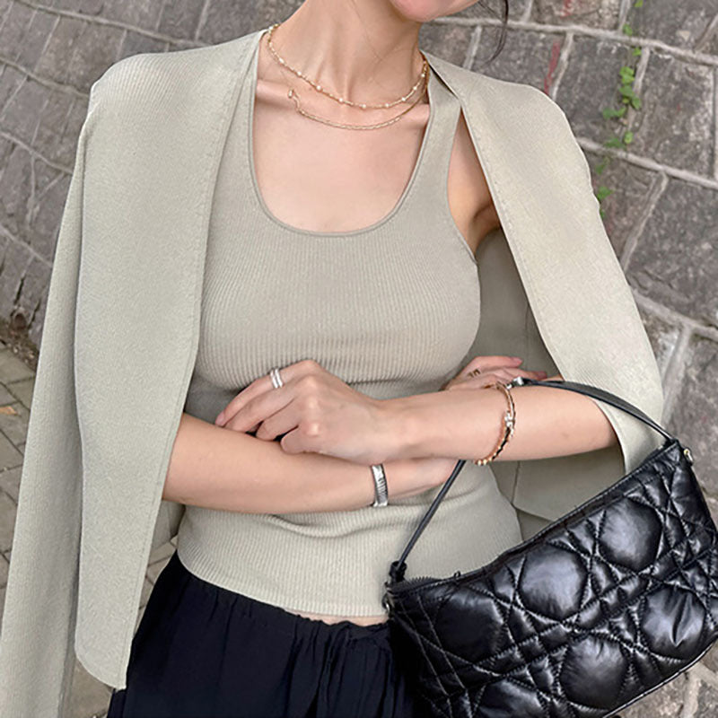 Damen leichter, lässiger Cardigan mit feiner Rippstruktur Drune
