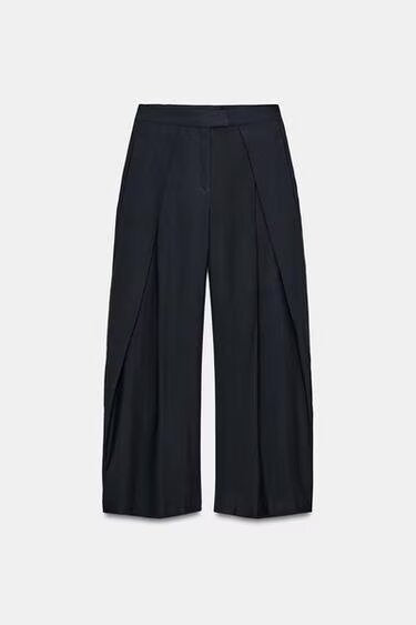 Damen Culotte-Hose mit weitem Bein, hoher Taille und ausgestellter Silhouette Drune