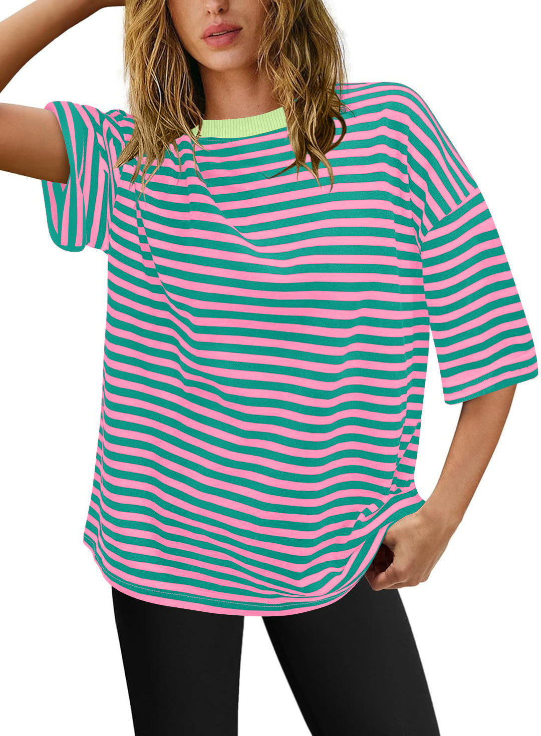 Damen Übergrößen T-Shirt mit Streifenmuster Drune