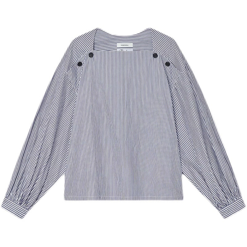 Damen modische Bluse mit innovativen Knopfdetails Drune
