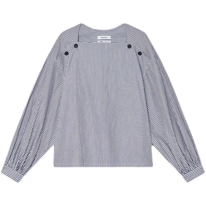 Damen modische Bluse mit innovativen Knopfdetails Drune