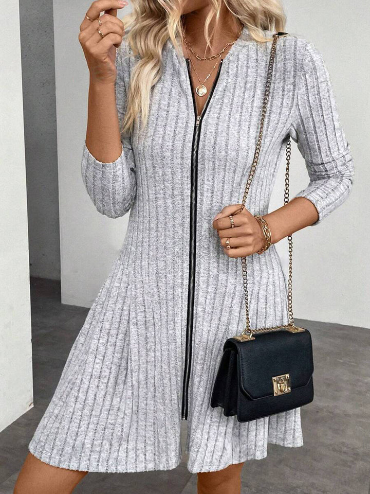 Damen Elegantes Rollkragenkleid mit Reißverschluss Drune