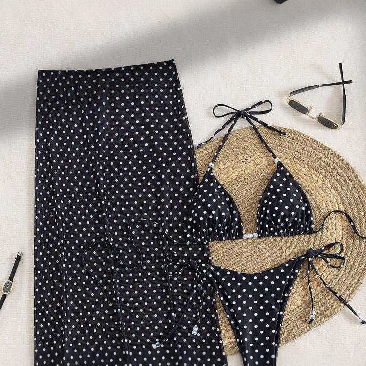 Damen Stilvolles Strandkleid mit Punkten Drune