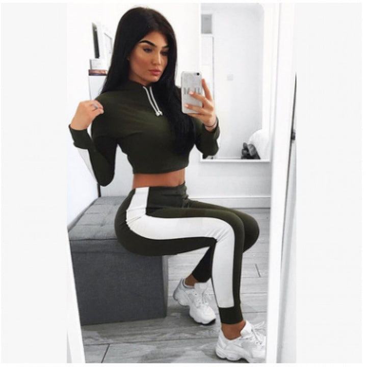 Damen Sportliches Set mit cropped Hoodie und leggings Drune