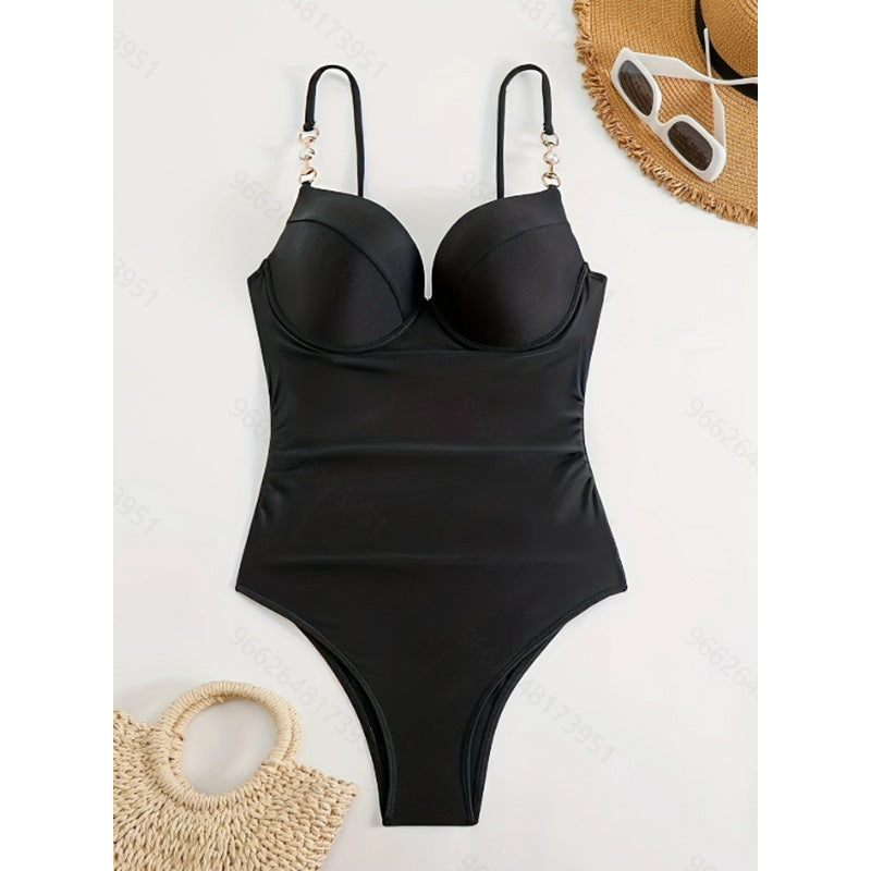 Damen Einteiler Badeanzug mit elegantem Push-Up-Bustier Drune