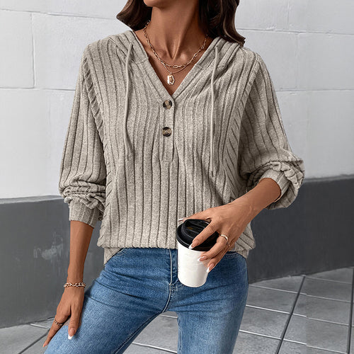 Damen Lässiger Strickpullover mit Knopfdetails Drune