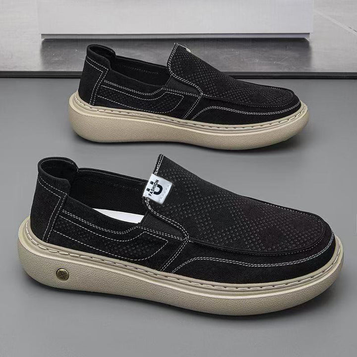 Herren Slip-On Plateau-Sneaker mit perforiertem Veloursleder und gepolstertem Komfortfußbett Drune
