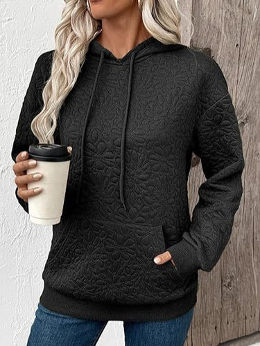 Damen Gesteppter Kapuzenpullover mit floral geprägter Steppstruktur Drune