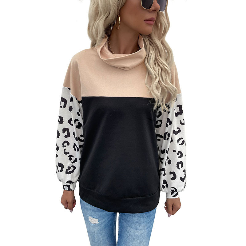 Damen Oversize-Pullover mit Schalkragen, Colourblock und Ballonärmeln Drune