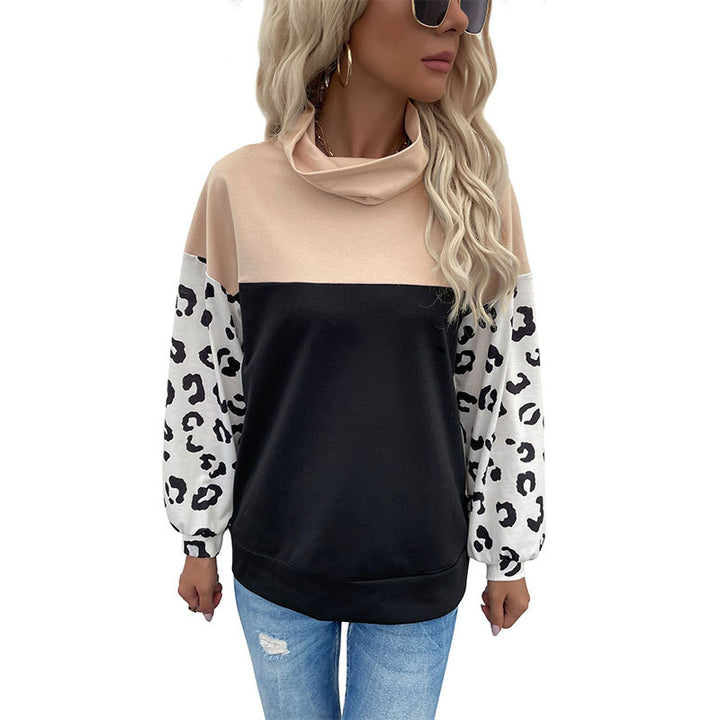 Damen Oversize-Pullover mit Schalkragen, Colourblock und Ballonärmeln Drune