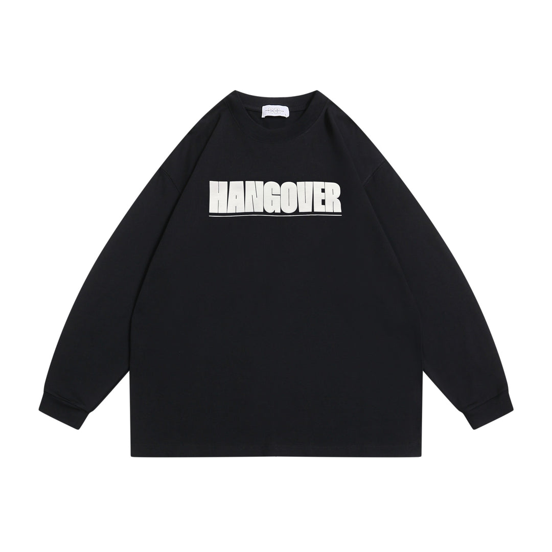 Unisex Oversize‑Sweatshirt mit markantem Typo‑Print, geripptem Rundhals und verlängerten Ärmeln Drune