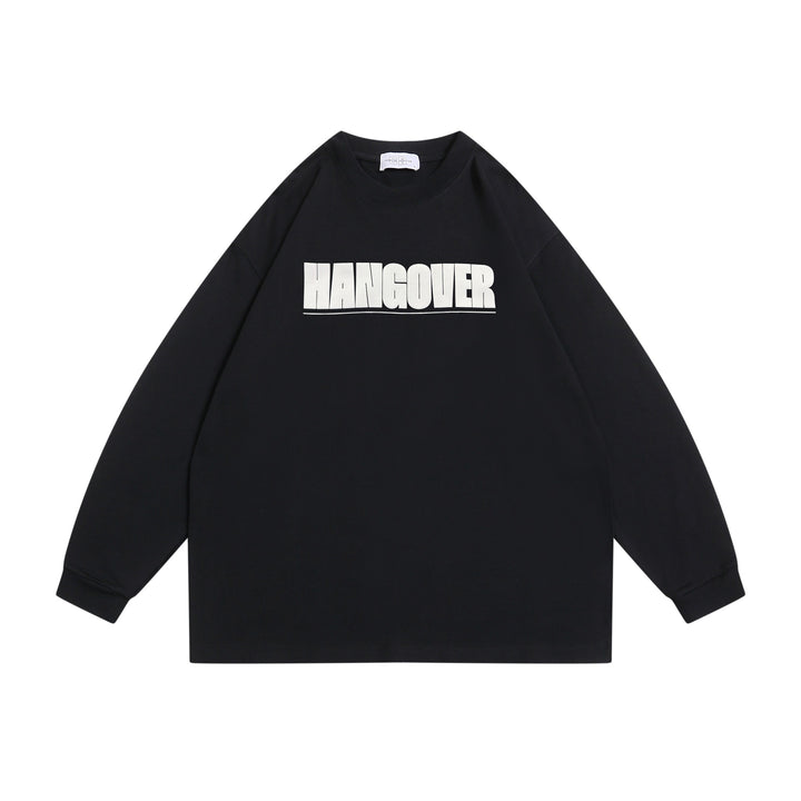 Unisex Oversize‑Sweatshirt mit markantem Typo‑Print, geripptem Rundhals und verlängerten Ärmeln Drune