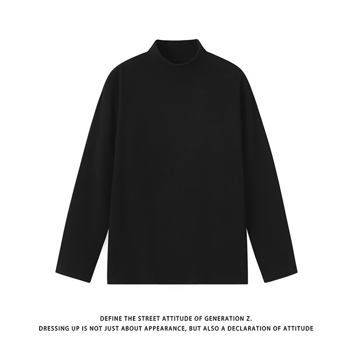 Unisex Minimalistischer Feinstrick-Mockneck-Pullover im Oversize-Relaxed‑Schnitt Drune