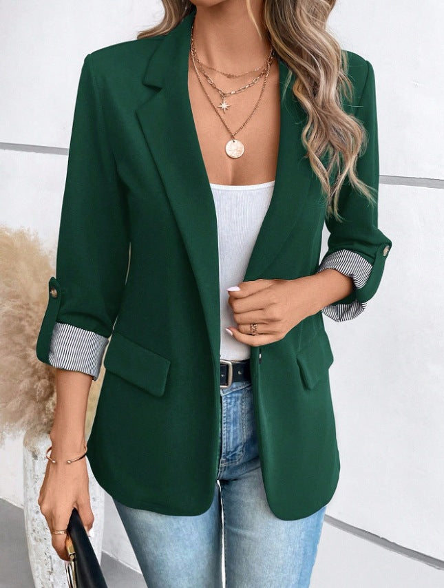 Damen Elegante Blazerjacke mit modischen Streifenärmeln Drune