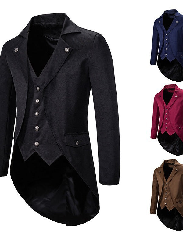 Herren eleganter Anzugmantel mit asymmetrischem Schnitt und feinen Details Drune