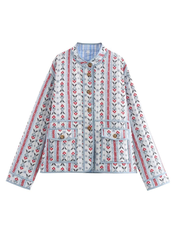 Damen Steppjacke mit floralen Mustern und praktischen Taschen Drune