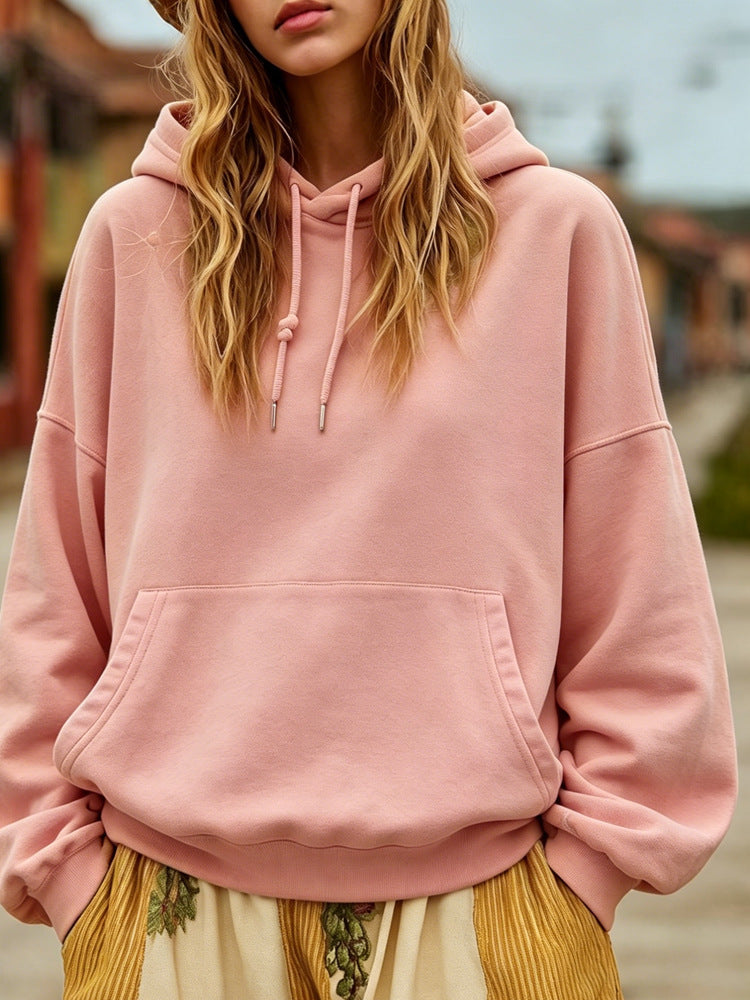 Damen Oversize-Kapuzenpullover mit Kängurutasche und Relaxed-Fit Drune