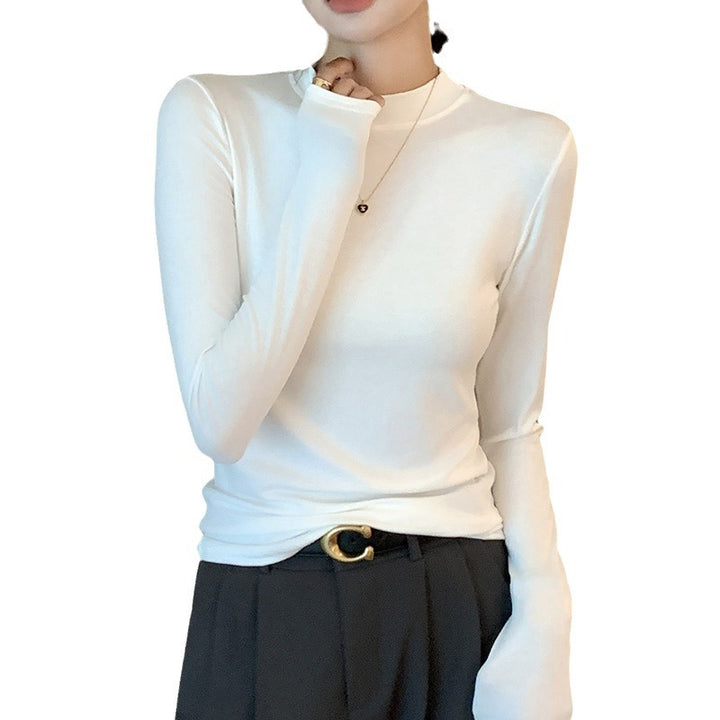 Damen Elegantes Langarmshirt mit hochgeschlossenem Kragen Drune