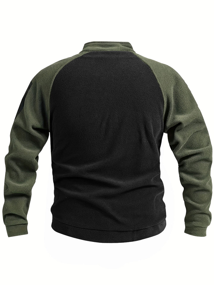 Herren Technischer Fleece-Kombipullover mit winddichtem Brustpanel, Reißverschluss-Ärmelbelüftung & Armtasche Drune
