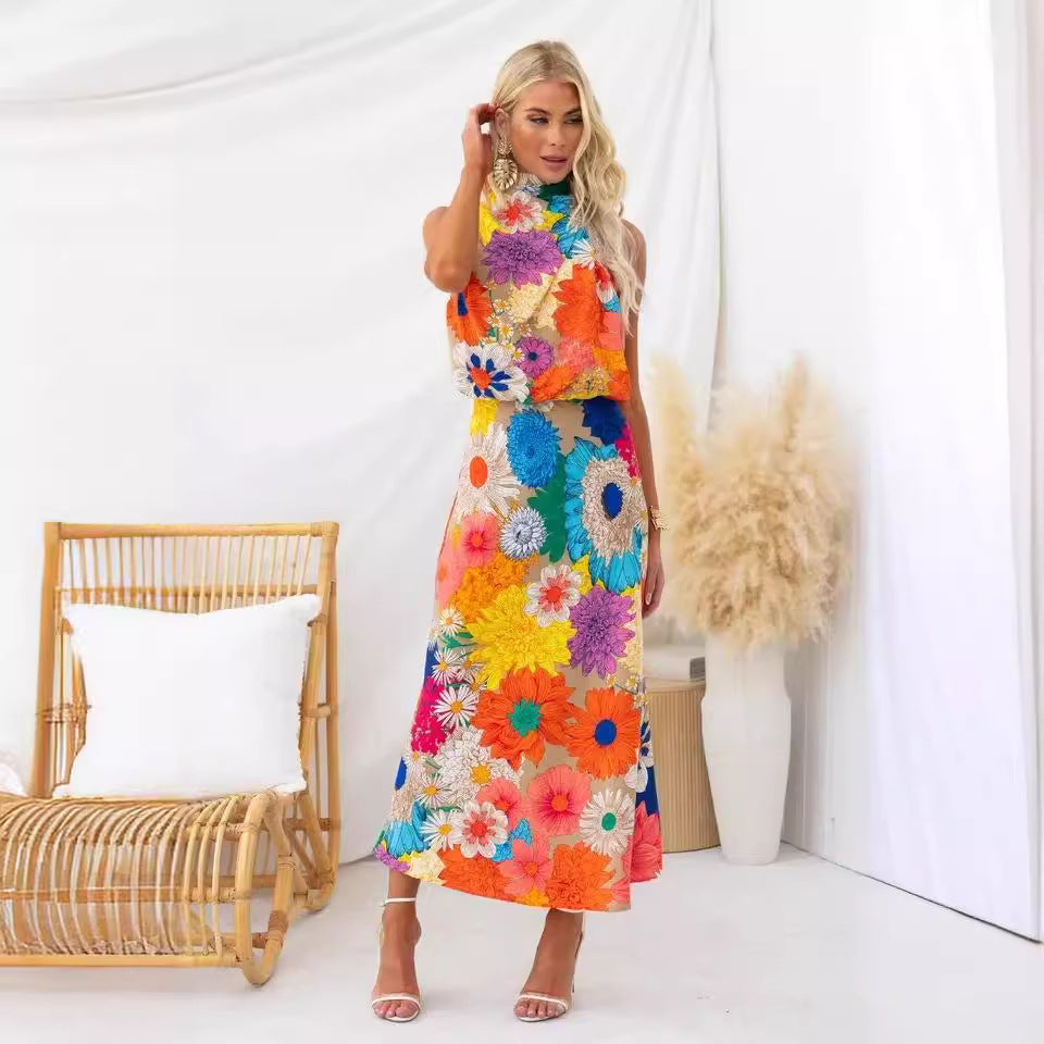 Damen Sommerliches Maxikleid mit floralen Akzenten und elegantem Schnitt Drune