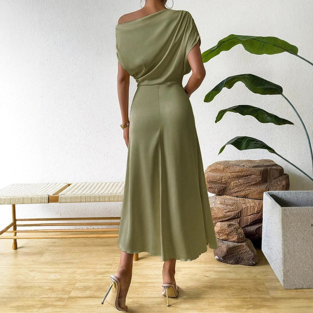 Damen Elegantes und fließendes Abendkleid mit asymmetrischem Schnitt Drune