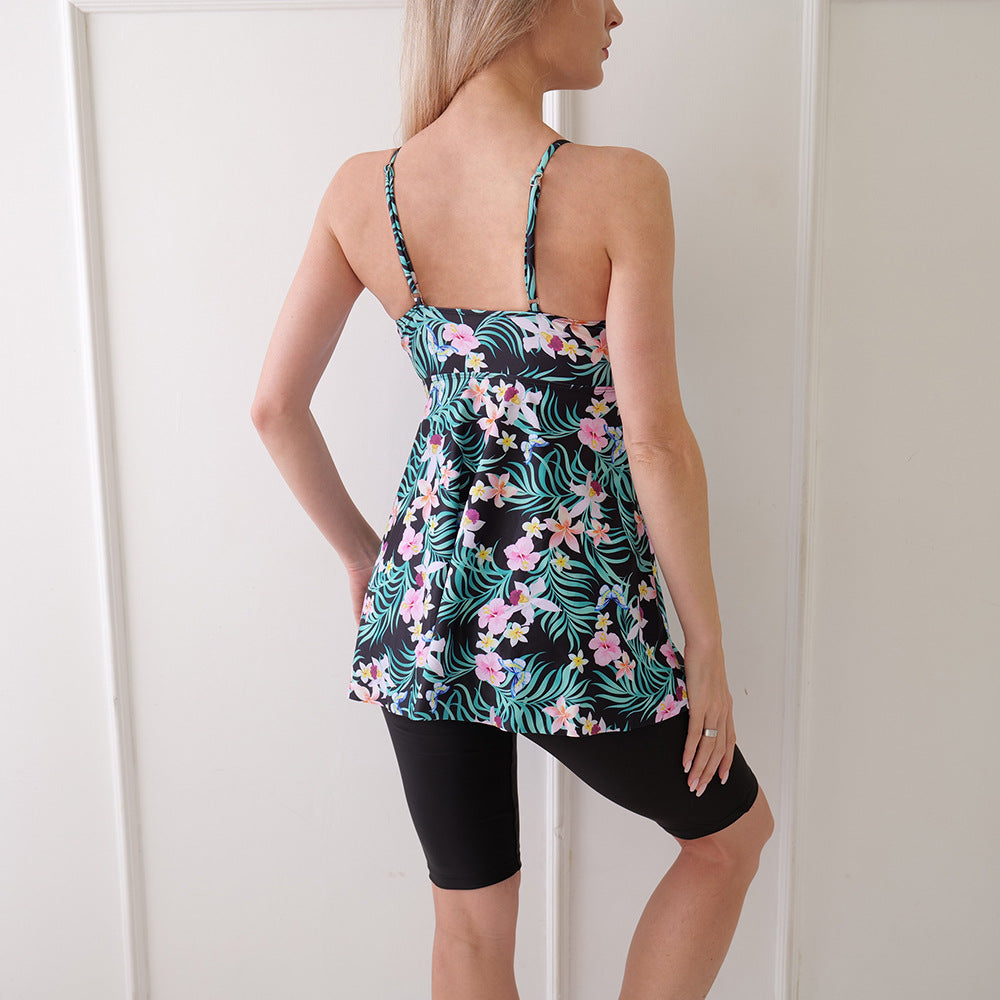 Damen Floral Tankini mit hochtaillierten Shorts Drune