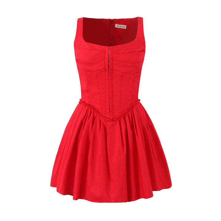 Damen elegantes Kleid mit A-Linien-Schnitt und edlen Rüschendetails Drune