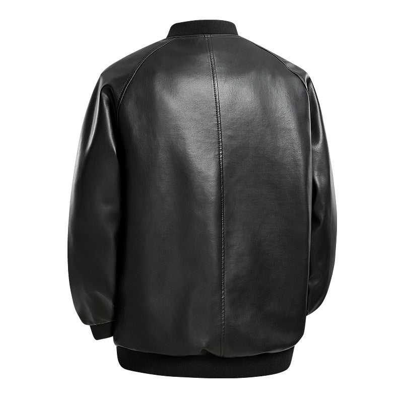 Herren Modische Leder Bomberjacke Drune