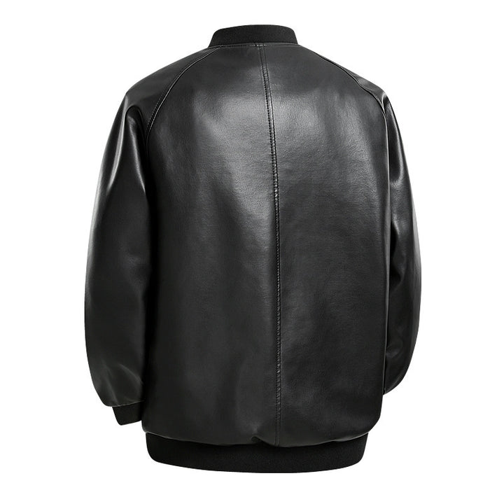 Herren Modische Leder Bomberjacke Drune