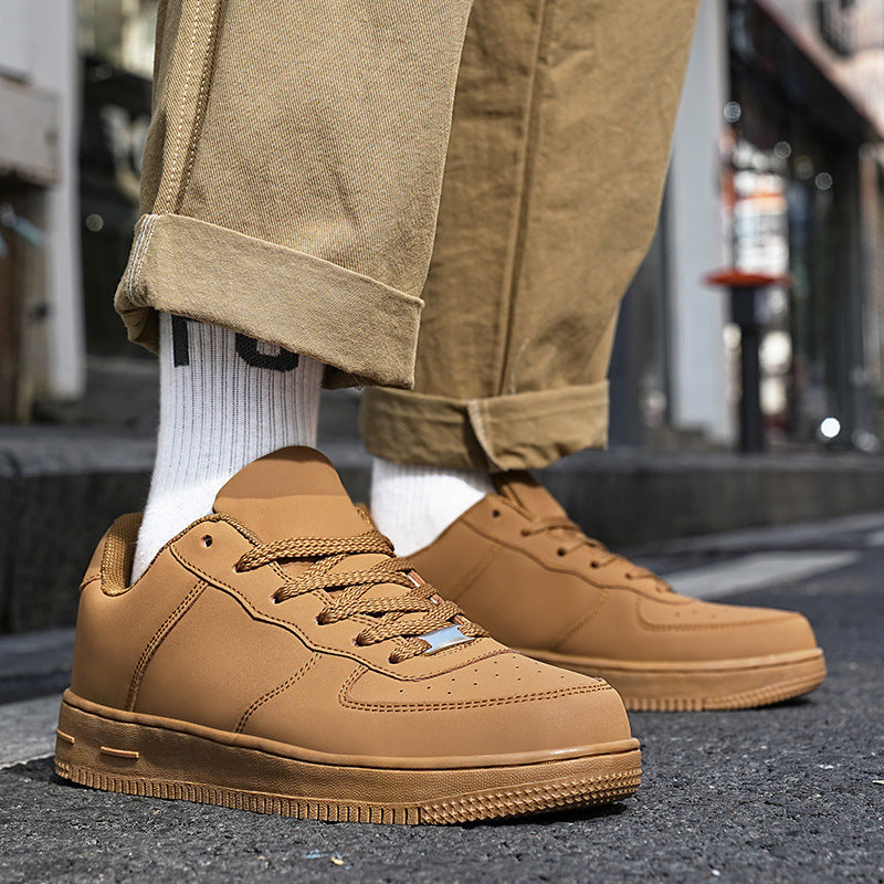 Herren Minimalistischer Low-Top Freizeitleder-Sneaker mit gepolstertem Knöchelkragen und rutschfester Profilsohle Drune