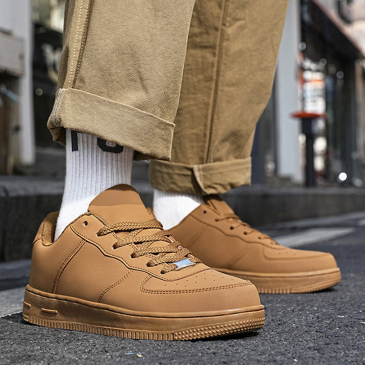 Herren Minimalistischer Low-Top Freizeitleder-Sneaker mit gepolstertem Knöchelkragen und rutschfester Profilsohle Drune