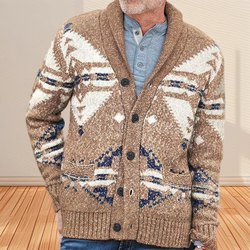 Herren Strickjacke mit kunstvollem Muster und praktischen Taschen Drune