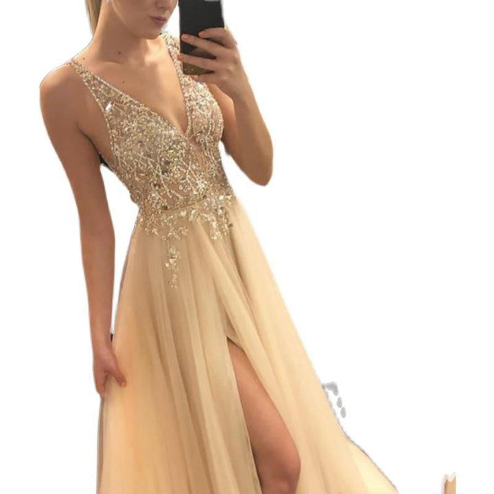 Drune | V-Ausschnitt Gespaltenes Party Abendkleid