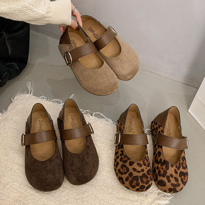 Damen Mary-Jane Schuhe mit modischem Leoprint und komfortablem Riemen Drune