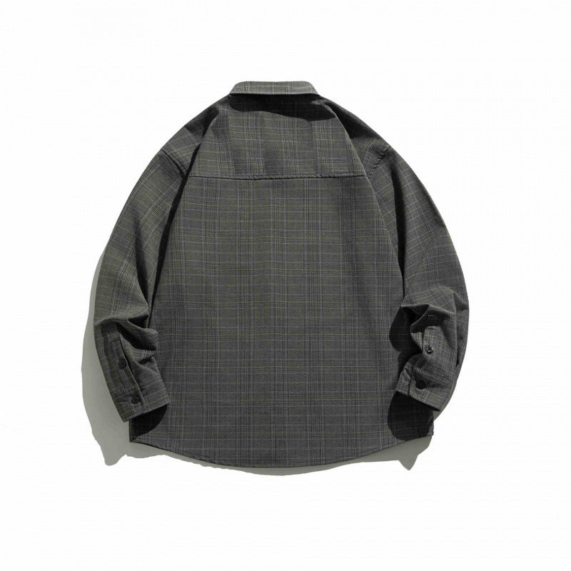 Unisex Kariertes Overshirt im Boxy-Schnitt mit Brustpattentasche und Hemdkragen Drune