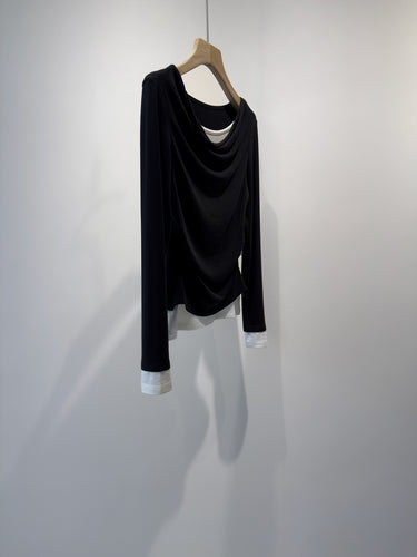 Damen Drapierter Vordere Langarmtop Drune