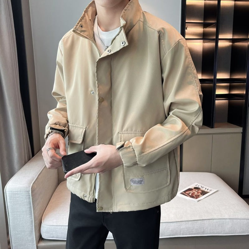 Unisex modische Utility-Jacke mit hohem Kragen Drune