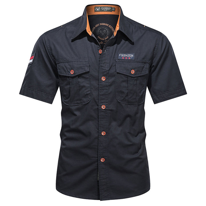 Men's  utility long-sleeve cotton work shirt with dual chest pockets Drune