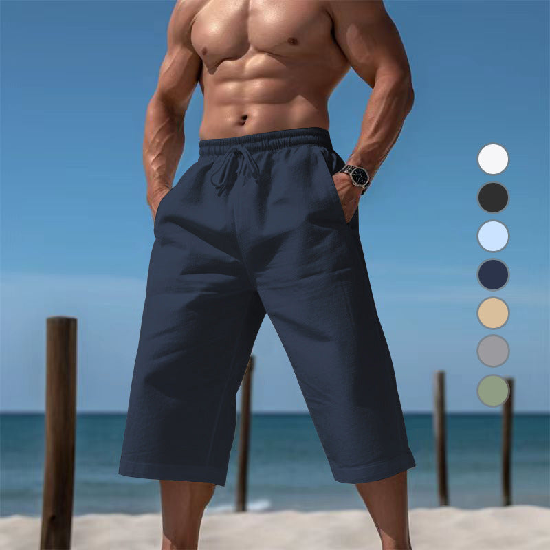 Herren nan lässige knielange Bermuda-Shorts mit elastischem Bund und Tunnelzug Drune